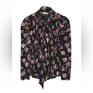 Zara metallic thread printed blouse